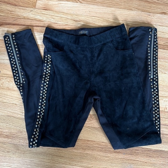 AS by DF black velvet suede side zip leggings - Picture 1 of 5